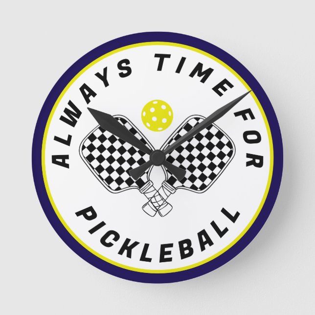 Horloge Ronde Always Time for Pickleball Paddles Black Olive (Recto)