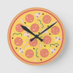 Horloge Ronde Amants colorés de pizza de pepperoni