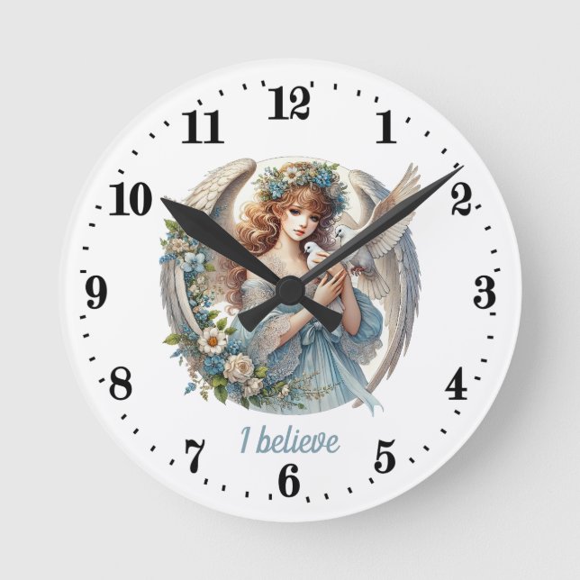Horloge Ronde Amateurs d'Angel élégant personnalisable (Recto)