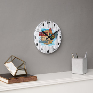 Horloge Ronde Amateurs de coq à règle mignonne