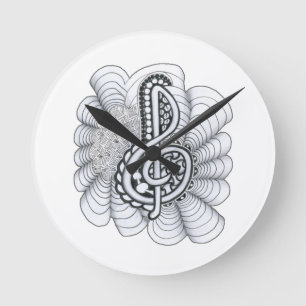Horloge Ronde Amateurs de musique Treble Clef Design