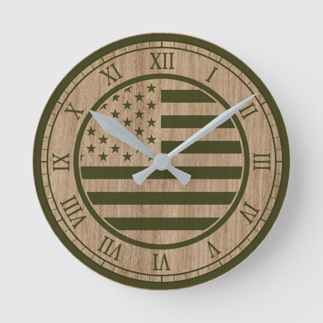 Horloge Ronde America Flag Green Army (Recto)