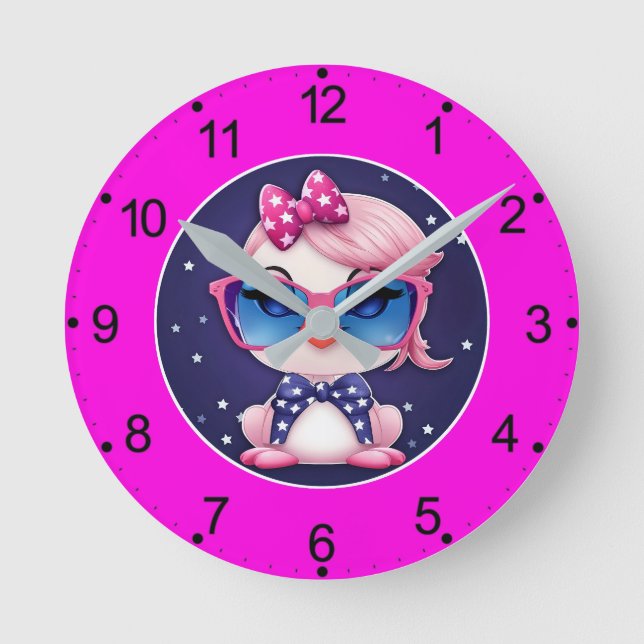 Horloge Ronde American Flag with Flamingo Cartoon-69680 (Recto)