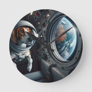 Horloge Ronde American Foxhound Space Rocketship Planète