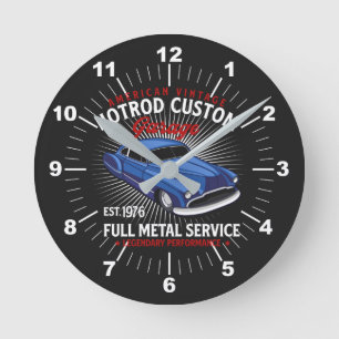 Horloge Ronde American Vintage HotRod Custom Garage Service comp
