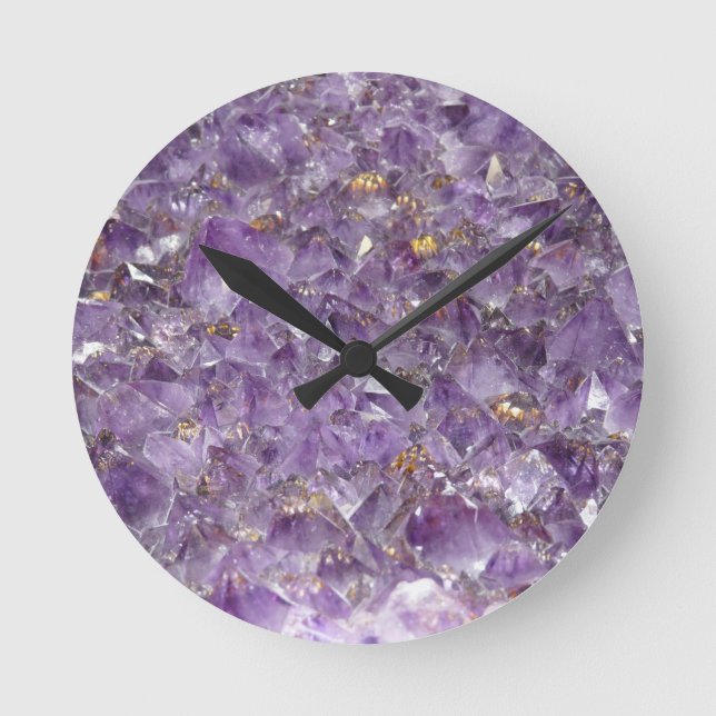 Horloge Ronde Amethyst gem violet crystal stone clock (Recto)