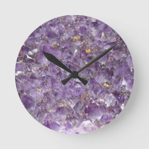 Horloge Ronde Amethyst gem violet crystal stone clock