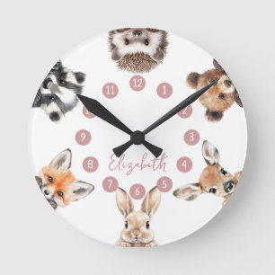 Horloge Ronde Amis mignons de la forêt Animaux de la forêt Nurse