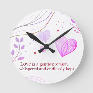 Horloge Ronde Amour Artistique Cœur Doré Élégant
