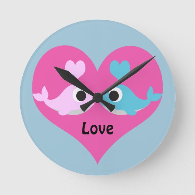 Horloge Ronde Amour de baleine mignon (Recto)