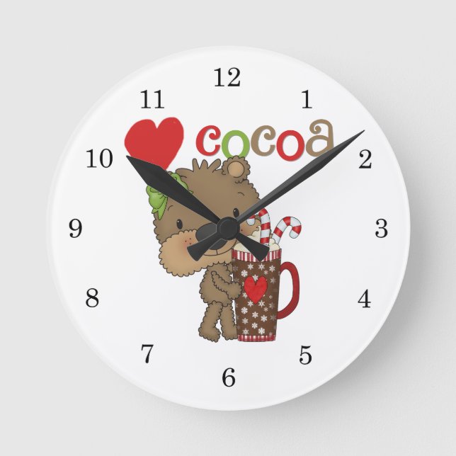 Horloge Ronde Amour de cacao d'ours de fille (Recto)