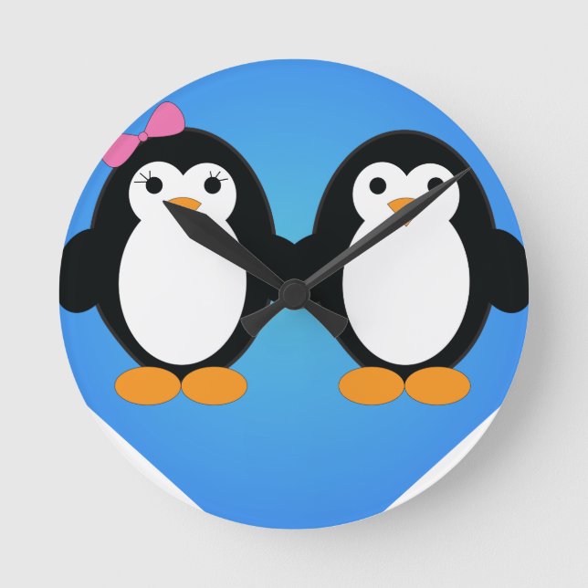 Horloge Ronde Amour de pingouin (Recto)
