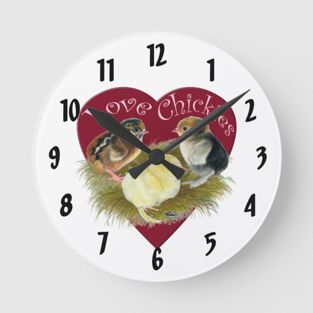 Horloge Ronde Amour de poussins (Recto)