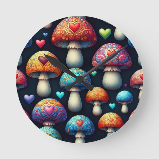 Horloge Ronde Amour des champignons (Recto)