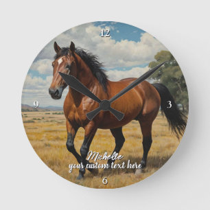 Horloge Ronde Amoureux de chevaux photo personnalisée moderne te