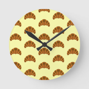 Horloge Ronde Amoureux de Croissants Jaune Clair France Cuisine