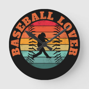 Horloge Ronde Amoureux du baseball