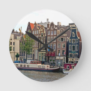 Horloge Ronde Amsterdam, maisons sur le canal