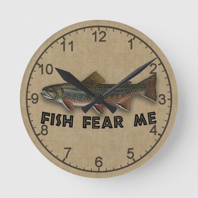 Horloge Ronde Amusant pêcheur poisson me peur (Recto)