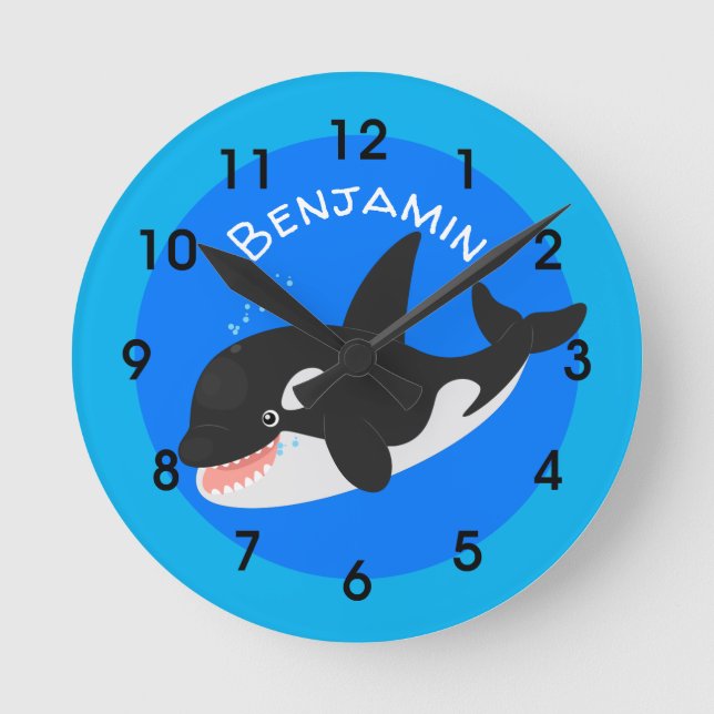 Horloge Ronde Amusante baleine orque mignonne dessin animé (Recto)