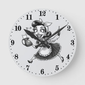 Horloge Ronde Amusante femme au foyer vintage