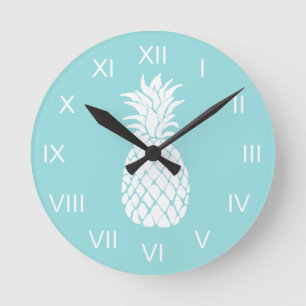 Horloge Ronde ananas blanc
