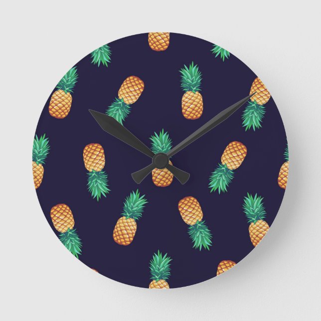 Horloge Ronde Ananas Sur Marine (Recto)