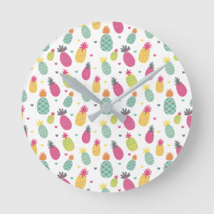 Horloge Ronde Ananas Tropical Lumineux