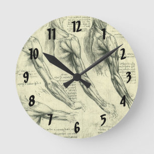 Horloge Ronde Anatomie du bras et de l'épaule de Léonard de Vinc