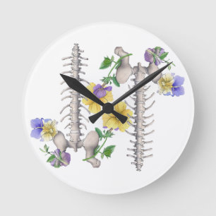 Horloge Ronde Anatomie florale - Vertèbres, os iliaque