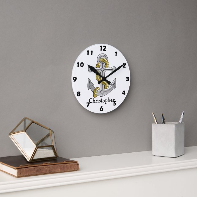 Horloge Ronde Anchor Design Personalised (Bureau)
