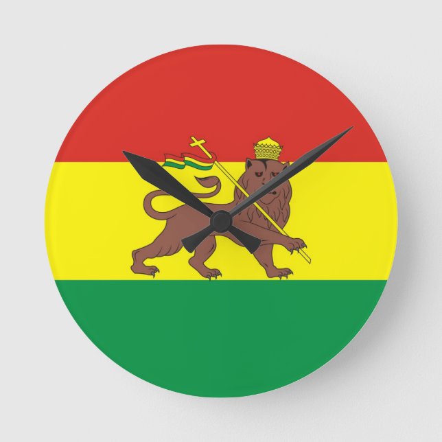 Horloge Ronde Ancien drapeau éthiopien avec Lion de Juda (Recto)