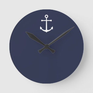 Horloge Ronde Ancre bleue marine