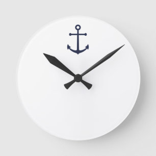 Horloge Ronde Ancre bleue marine