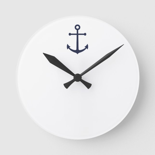Horloge Ronde Ancre bleue marine (Recto)
