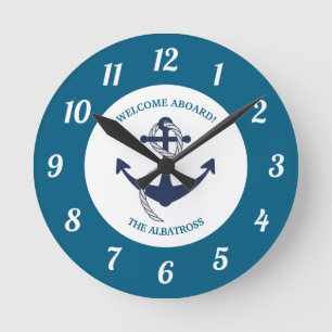 Horloge Ronde Ancre de bateau Motif nautique personnalisée