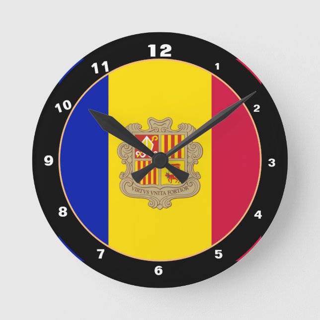 Horloge Ronde Andorre Drapeau & Andorre mode / design tendance (Recto)