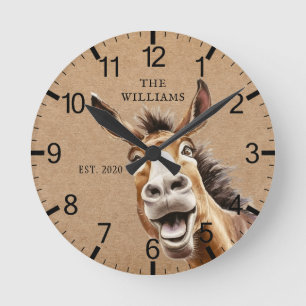Horloge Ronde Âne Cute personnalisée