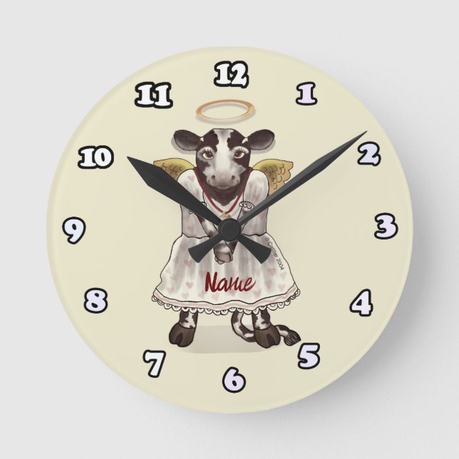 Horloge ronde ange de vache sacrée (Recto)