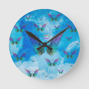 Horloge Ronde Ange des ailes et nuages