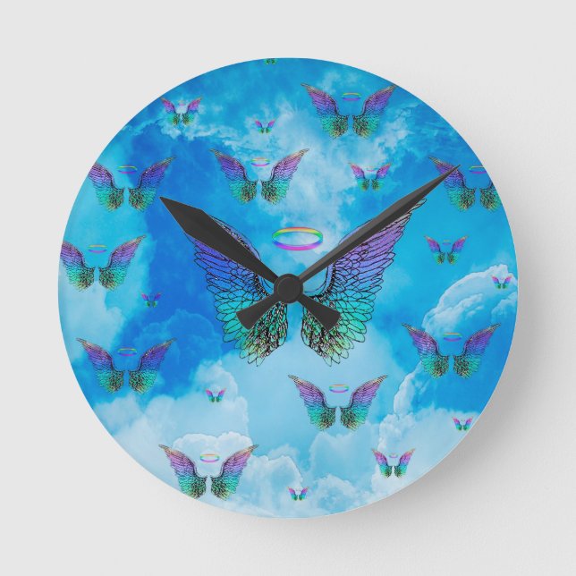 Horloge Ronde Ange des ailes et nuages (Recto)