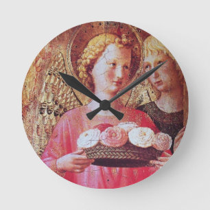 HORLOGE RONDE ANGEL AVEC ROSES