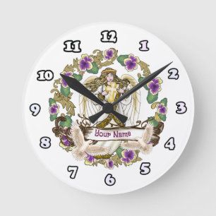 Horloge Ronde Angel de croix de Pansy