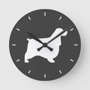 Horloge Ronde Anglais Cocker Spaniel Silhouette