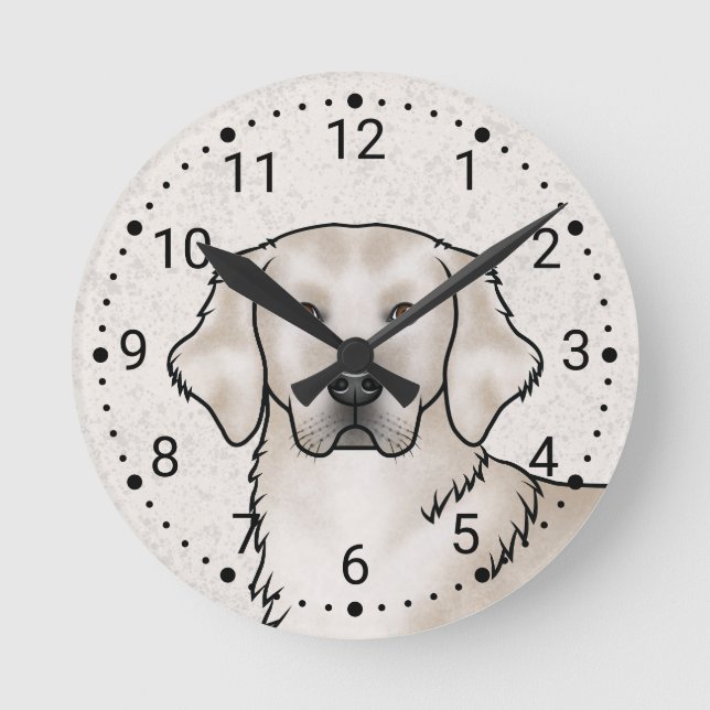 Horloge Ronde Anglais Crème Golden Retriever Chien Tête Portrait (Recto)