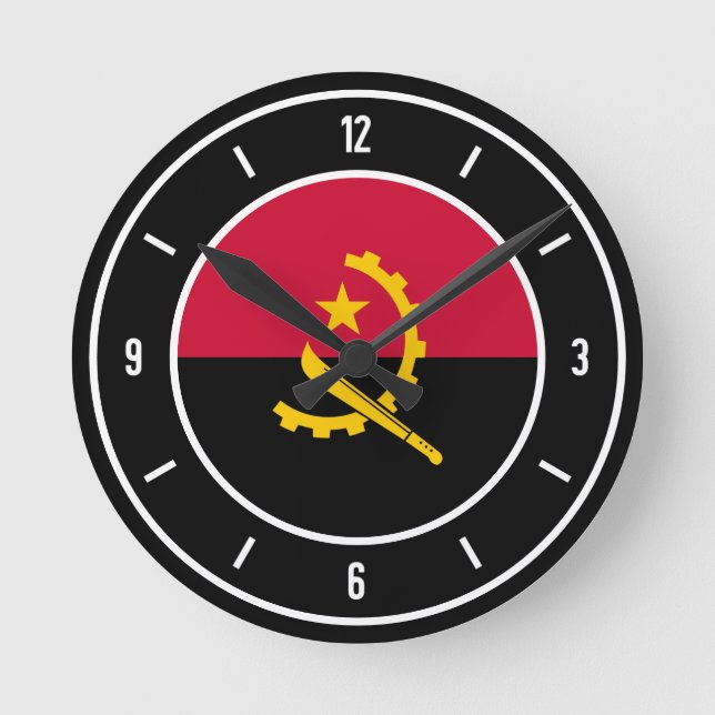 Horloge Ronde Angola Drapeau élégant (Recto)