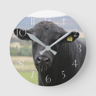 Horloge Ronde Angus black beef bull