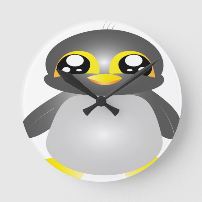 Horloge Ronde animal de pingouin drôle mignon (Recto)