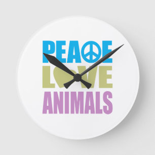 Horloge Ronde Animaux d'amour de paix
