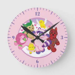 Horloge Ronde Animaux familiers de Webkinz sur un arrière - pla